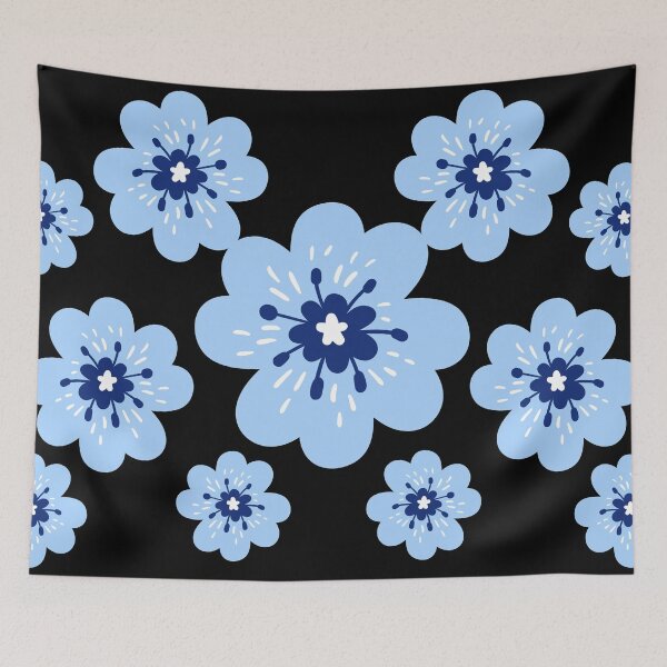 Item preview, Flower imprint with a big blue flower and small blue flowers designed and sold by TatianaLG.