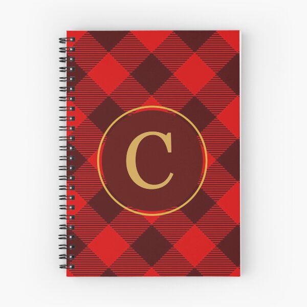 Item preview, Plaid Tartan Red Brown Diagonal Monogram Initial Letter C designed and sold by fotografixgal.