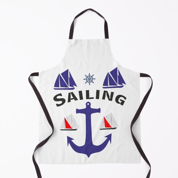 Item preview, Sailing Design with sailing ships and anchor in Nautical Blue designed and sold by ajtechdesigns.