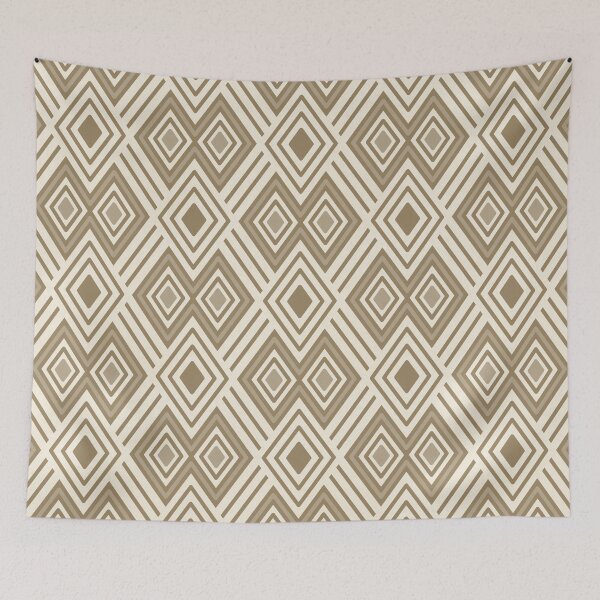 Item preview, Gold and beige tribal diamonds and stripes -  abstract on neutral designed and sold by misentangled.