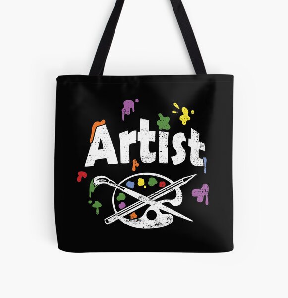 Artist with Paint Splatters - Distressed All Over Print Tote Bag