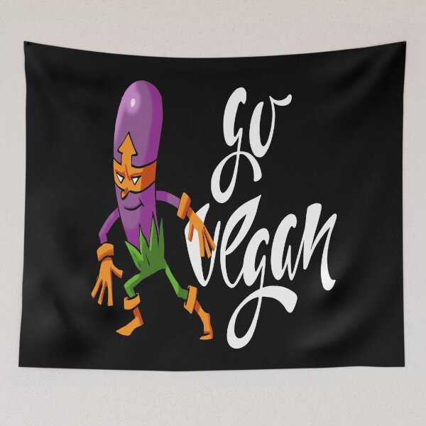 Item preview, Go Vegan Purple Eggplant Foodietoon Superhero Aubergine Brinjal designed and sold by ProjectX23.