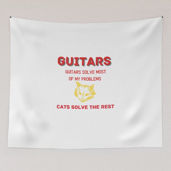 Item preview, Guitars Solve most of My Problems cats solve the rest T-shirt Classic designed and sold by lhousshop.