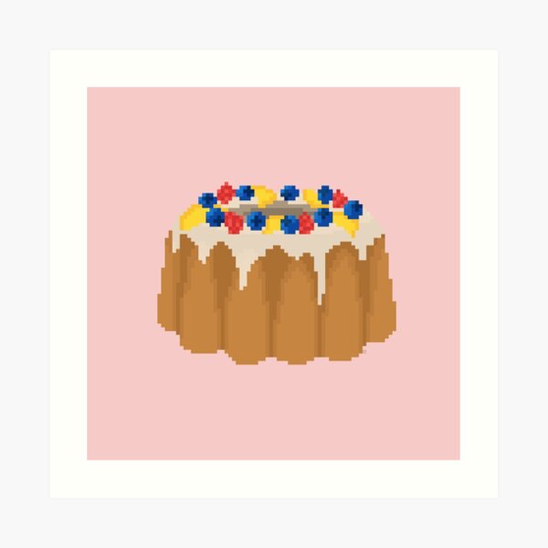 Impression Artistique Gateau Bundt Aux Fraises Pixel Art Par Tifft Redbubble