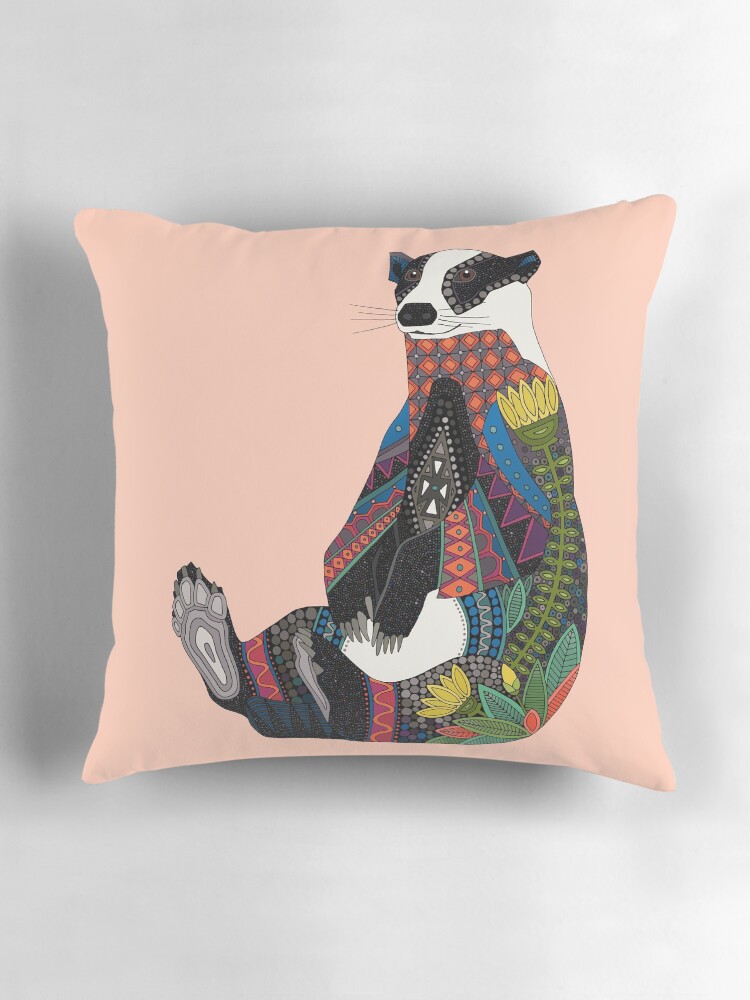 Thumbnail 3 of 4, Pillow, badger blossom pink designed and sold by scrummy.