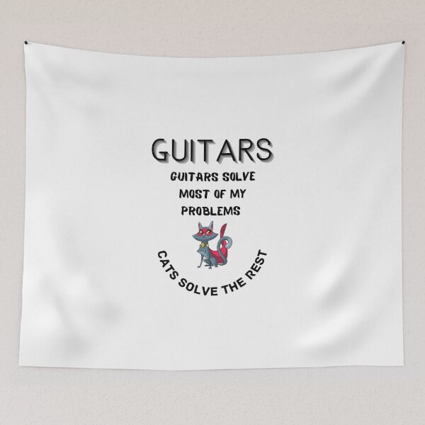 Item preview, Guitars Solve most of My Problems cats solve the rest T-shirt Classic designed and sold by lhousshop.