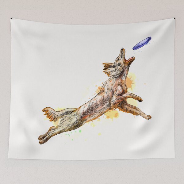 Item preview, Dog in the air catching a frisbee designed and sold by kalud-zoldyck.