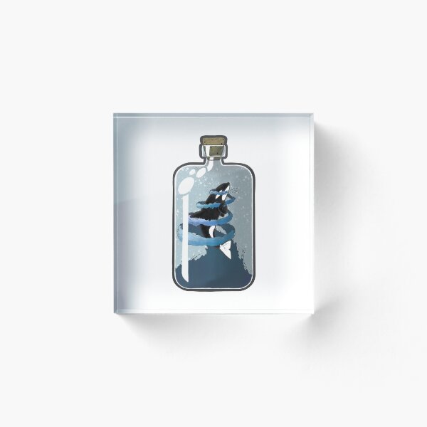 Item preview, Dark orca jumping out of the ocean in glass bottle with cork designed and sold by Between Clouds.