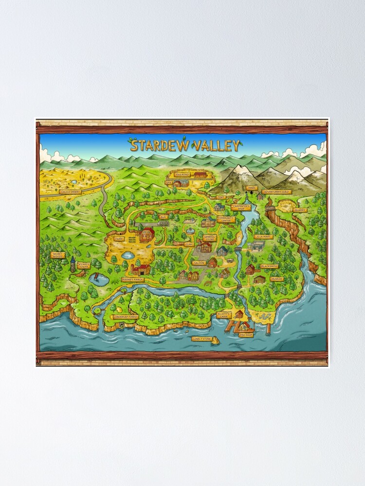 Stardew Valley Map Poster By Thedevil99 Redbubble