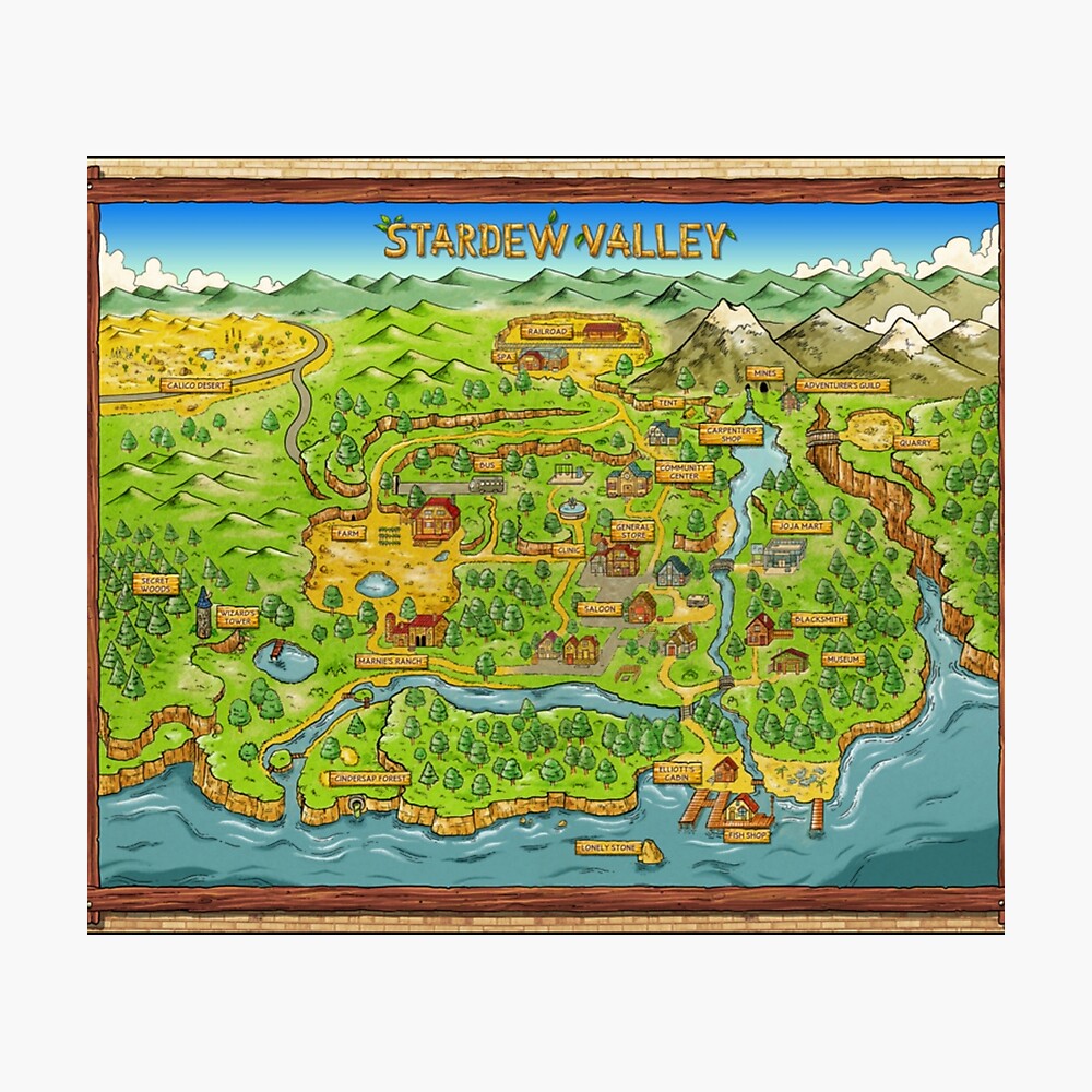 Stardew Valley Map Poster By Thedevil99 Redbubble