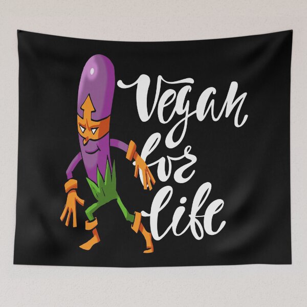 Item preview, Vegan for Life Purple Eggplant Foodietoon Superhero Aubergine Brinjal designed and sold by ProjectX23.