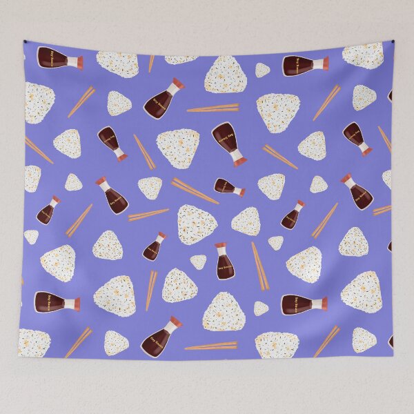 Item preview, Japanese Food Pattern - Onigiri, Soy Sauce and Chopsticks designed and sold by onepiconetreat.