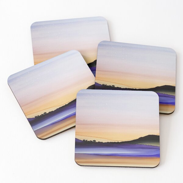 Item preview, Abstract landscape - evening at the lake - alcohol ink  designed and sold by ApArtPaintings.