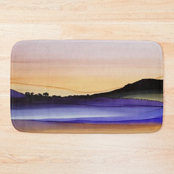 Item preview, Abstract landscape - evening at the lake - alcohol ink designed and sold by ApArtPaintings.