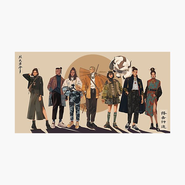 Vista previa del artículo con la obra «Avatar The Last Airbender - ATLA - The Gaang AU con los atuendos casuales elegantes», diseñado y vendido por Oliuss Art.