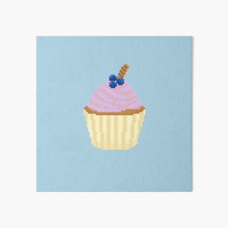 Impression Rigide Pixel Art Cupcake De Couleur Bleue Par Tifft Redbubble