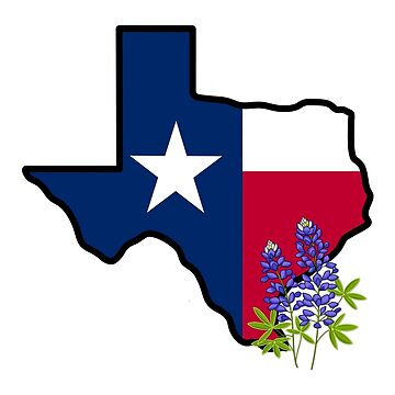 Artwork thumbnail, State of Texas Flag with State Flower Bluebonnet by Gsallicat