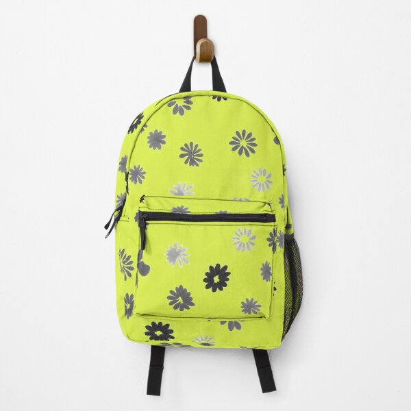 Grey tiny Flowers and yellow Backpack