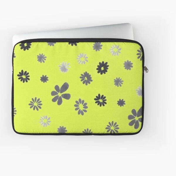 Grey tiny Flowers and yellow Laptop Sleeve