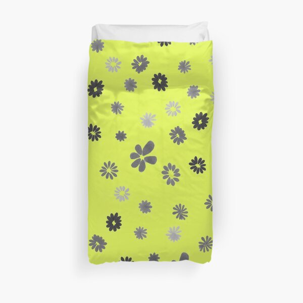 Grey tiny Flowers and yellow Duvet Cover