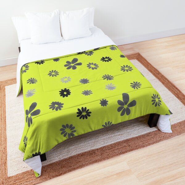 Grey tiny Flowers and yellow Comforter