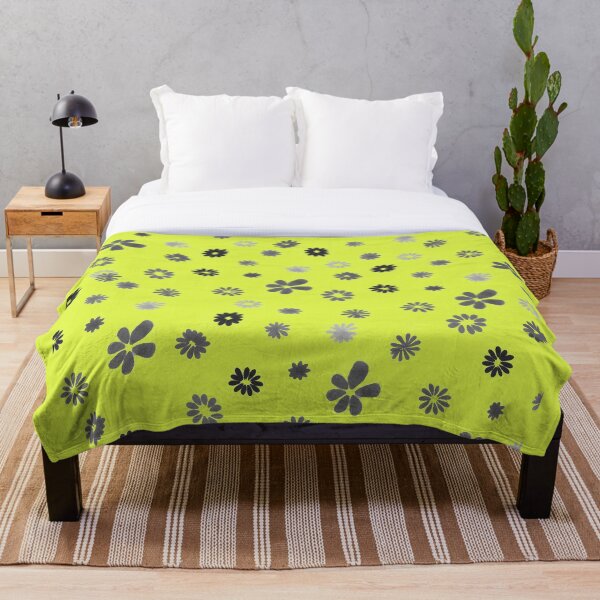 Grey tiny Flowers and yellow Throw Blanket
