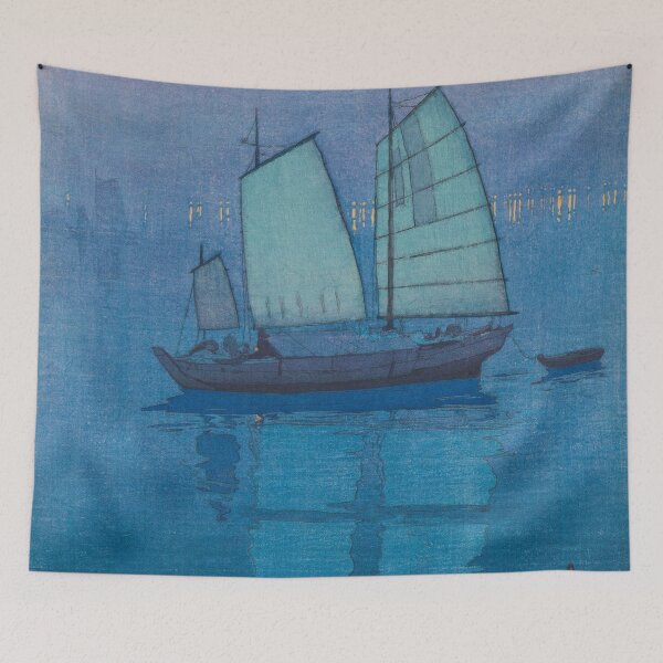 Item preview, Sailing Boats, Night by Hiroshi Yoshida Vintage Japanese Woodblock Print East Asian Culture designed and sold by Ejaaz.