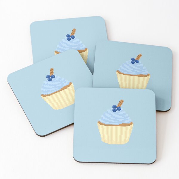 Item preview, Blue-coloured cupcake pixel art designed and sold by tifft.