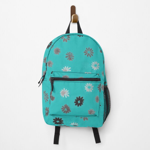 Grey tiny Flowers and turquoise Backpack