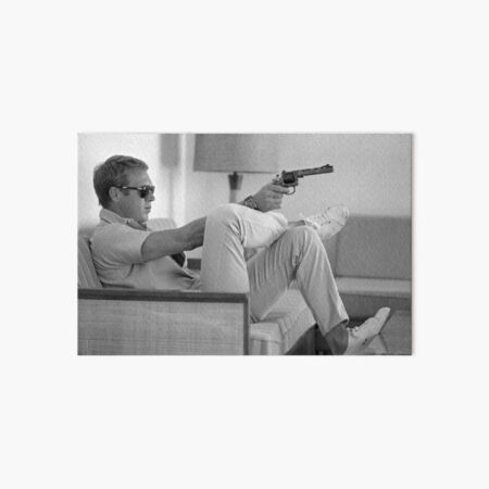 Steve McQueen with gun Art Board Print