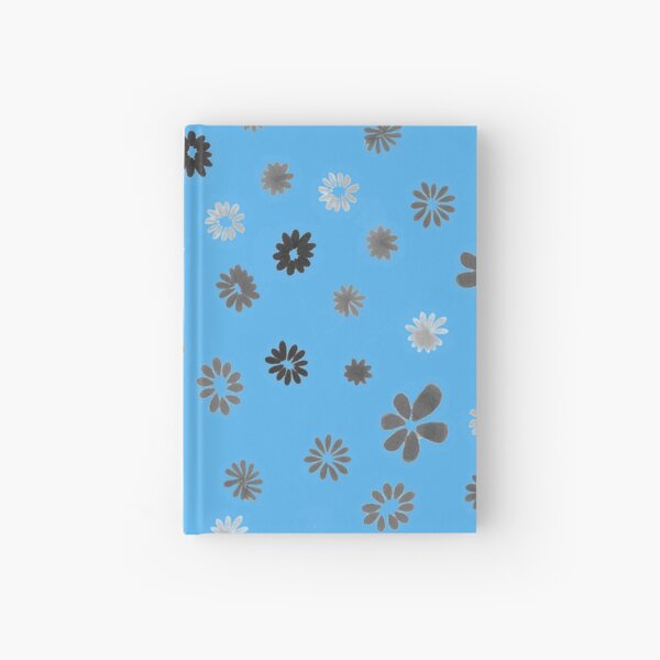 Grey tiny Flowers and blue Hardcover Journal