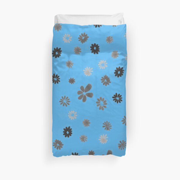 Grey tiny Flowers and blue Duvet Cover