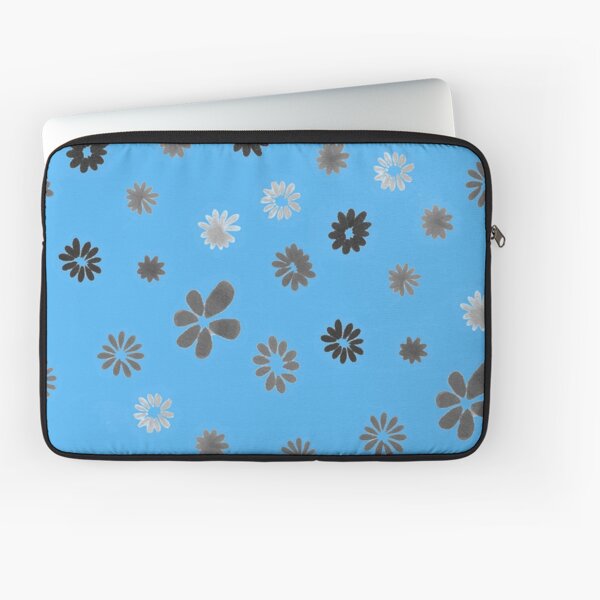 Grey tiny Flowers and blue Laptop Sleeve