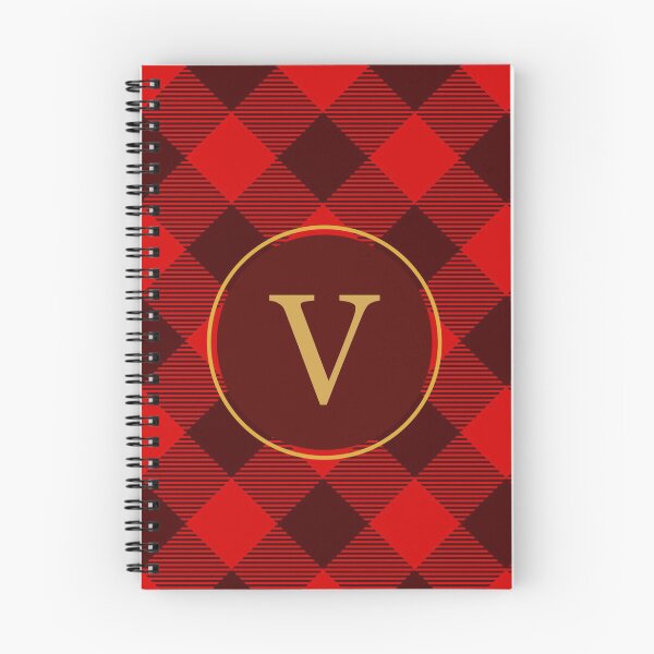 Item preview, Plaid Tartan Red Brown Diagonal Monogram Initial Letter V designed and sold by fotografixgal.