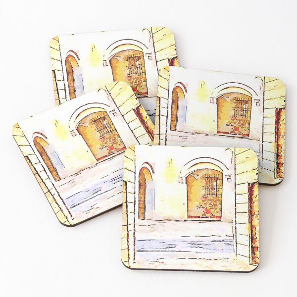 Item preview, Fognano:  wooden doors overlooking the arches of a portico designed and sold by Giuseppe Cocco.