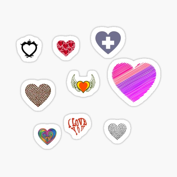 red heart with eye y2k sticker pack