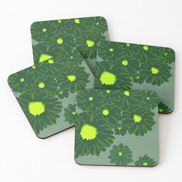 Item preview, Flowers Green and Yellow with Greenish Gray Background designed and sold by DesignsByMuriel.