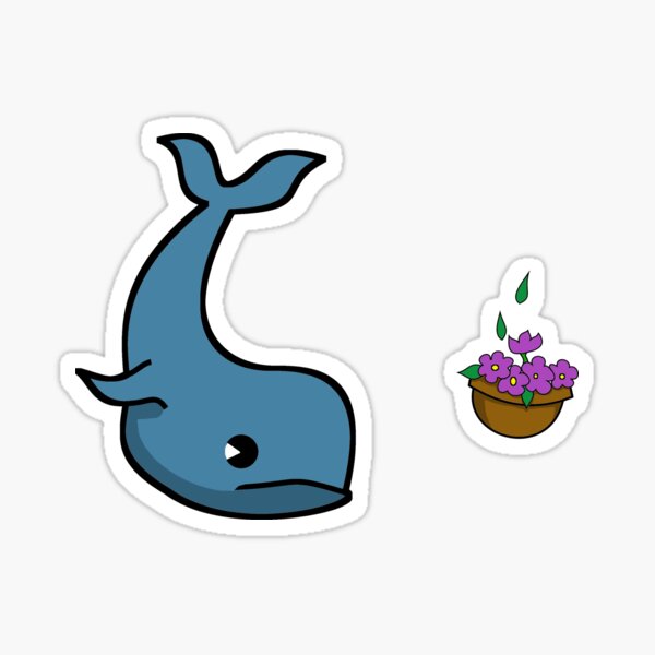 Whale and Bowl of Petunias Sticker