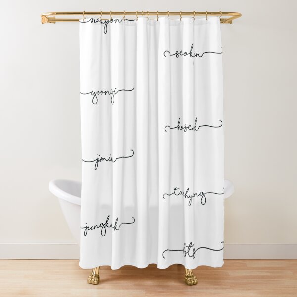BTS members text Shower Curtain