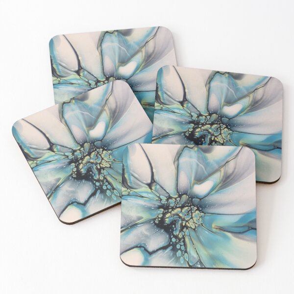 Item preview, blue green flower burst designed and sold by outbackabstract.