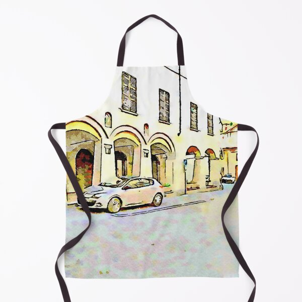 Item preview, Fognano: foreshortening with arcades and parked cars designed and sold by Giuseppe Cocco.