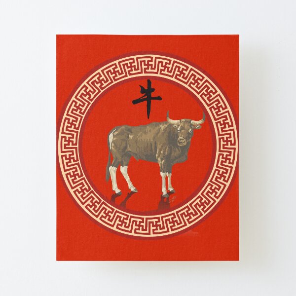 Chinese Year of The Ox Canvas Mounted Print