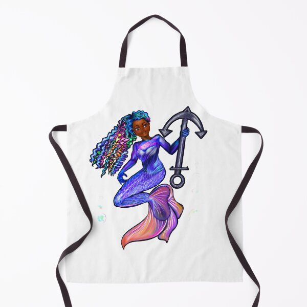 Item preview, Mermaid and anchor, mermaid with brown eyes, Curly rainbow hair,brown skin - light background designed and sold by Artonmytee.