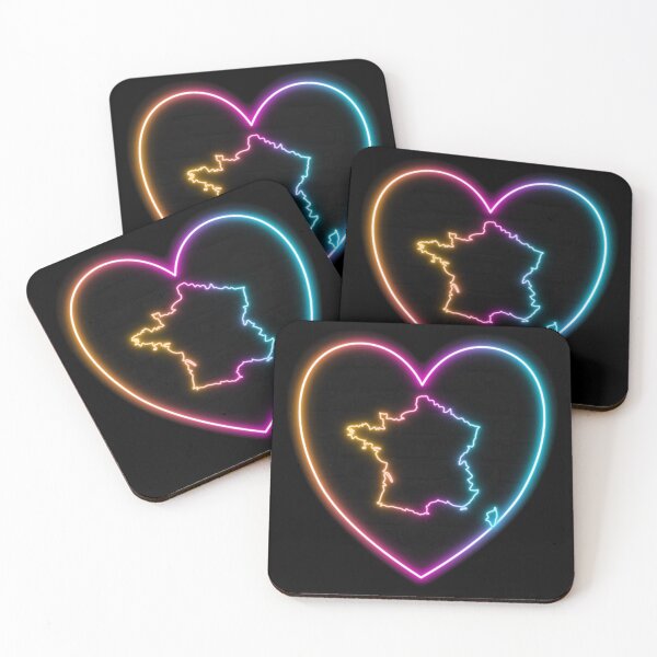 Item preview, France Multicolor Neon Outline in a Retrowave Heart designed and sold by dylanxh.