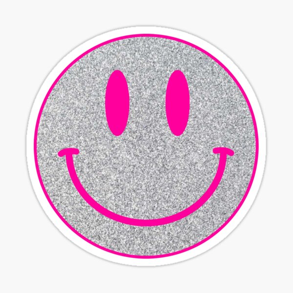 "Pink glitter smiley face" Sticker by Als10806 Redbubble