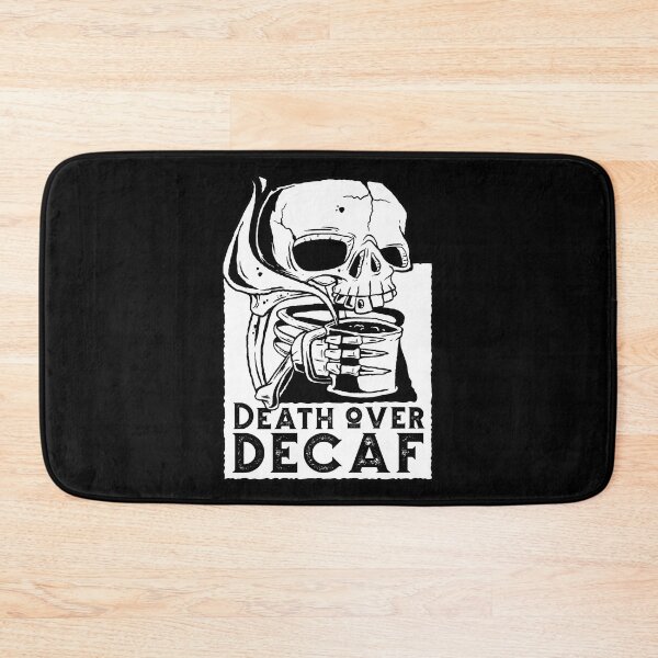 Item preview, death over decaf skeleton coffee skull funny halloween designed and sold by Gossip Rag.