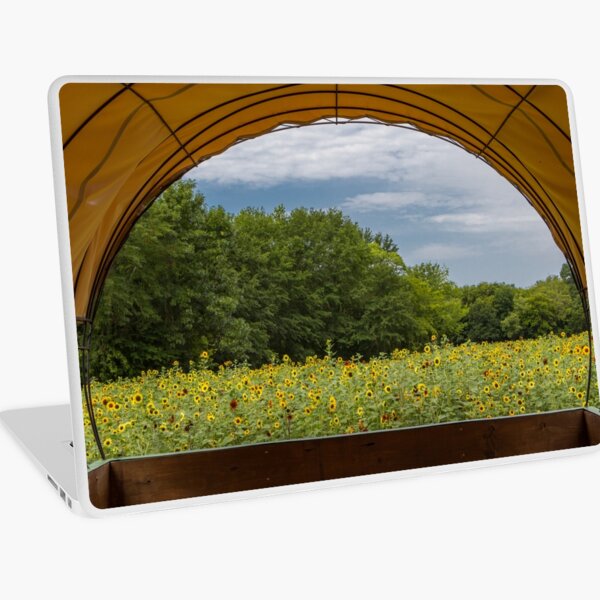 Covered Wagon Sunflower View Laptop Skin