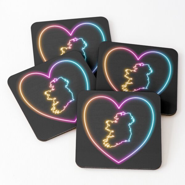 Item preview, Ireland Multicolor Neon Outline in a Retrowave Heart designed and sold by dylanxh.