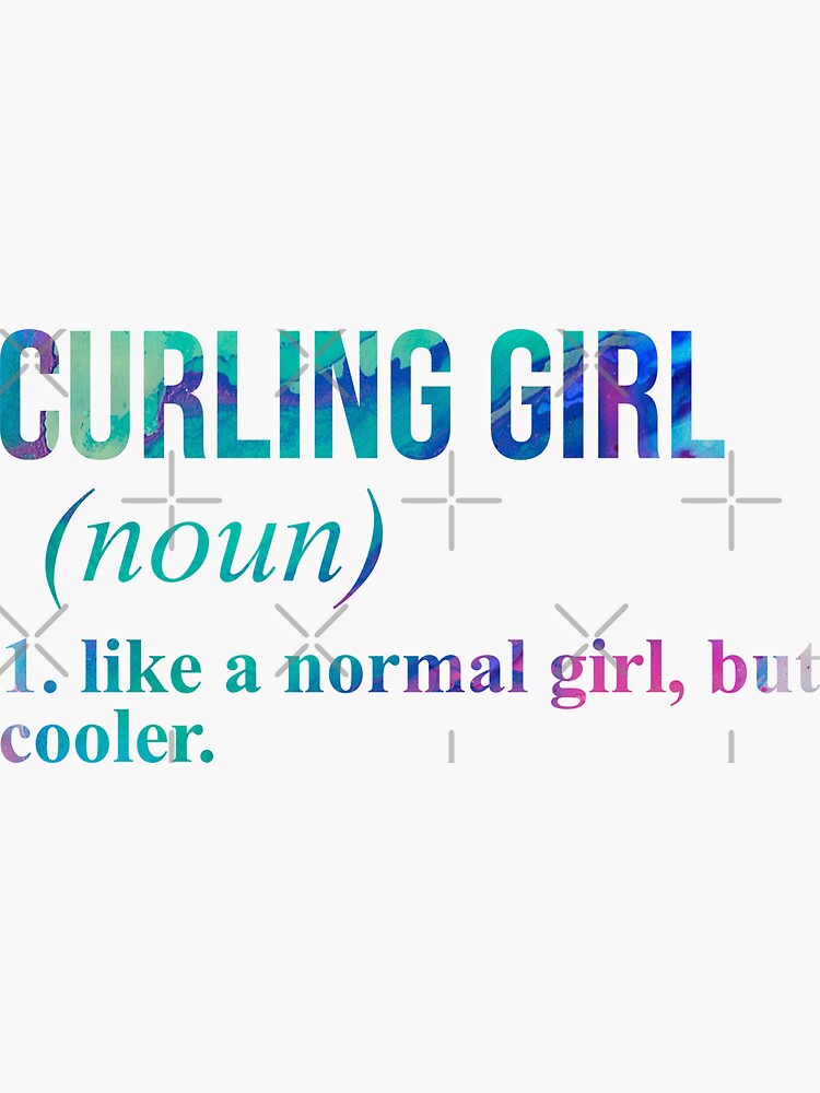 "Curling Girl Funny Definition in Watercolor" Sticker for Sale by