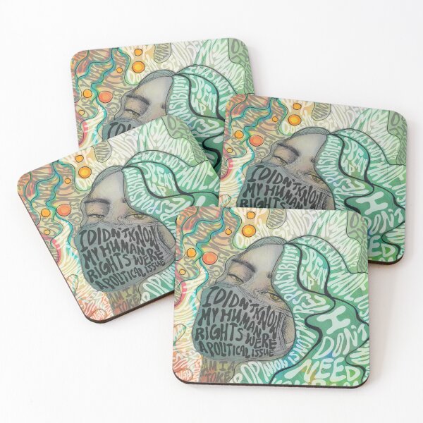 Item preview, green orange abstract portrait - female voices designed and sold by valeriedumdum.